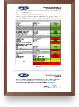 Ford Recognition Certificate